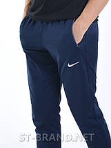 S (44). Чоловічі спортивні штани з манжетами з трикотажу лакости - темно-сині, фото 2