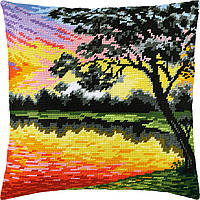 Набір для вишивання декоративної подушки Чарівниця Захід сонця 40×40 см V-255 QT, код: 7243207