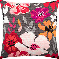 Набір для вишивання декоративної подушки Чарівниця Червоні квіти 40×40 см V-260 QT, код: 7243212