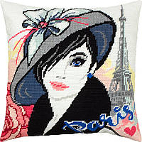 Набір для вишивання декоративної подушки Чарівниця Парижанка 40×40 см V-299 QT, код: 7243250