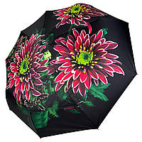 Жіноча парасолька-автомат у подарунковій упаковці з хусткою від Rain Flower чорна з рожевими квітами NX, код: 8027285