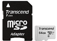 Карта памяти Transcend microSDXC 64GB UHS-I U1 (TS64GUSD300S-A) + SD адаптер (6412860) UL, код: 1859457