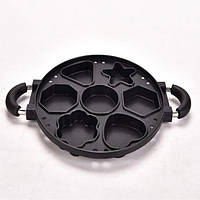 Круглая форма для выпекания оладьев и панкейков с разными фигурами PAN LY-310 7 фигур для кухни 28 см, Форма!