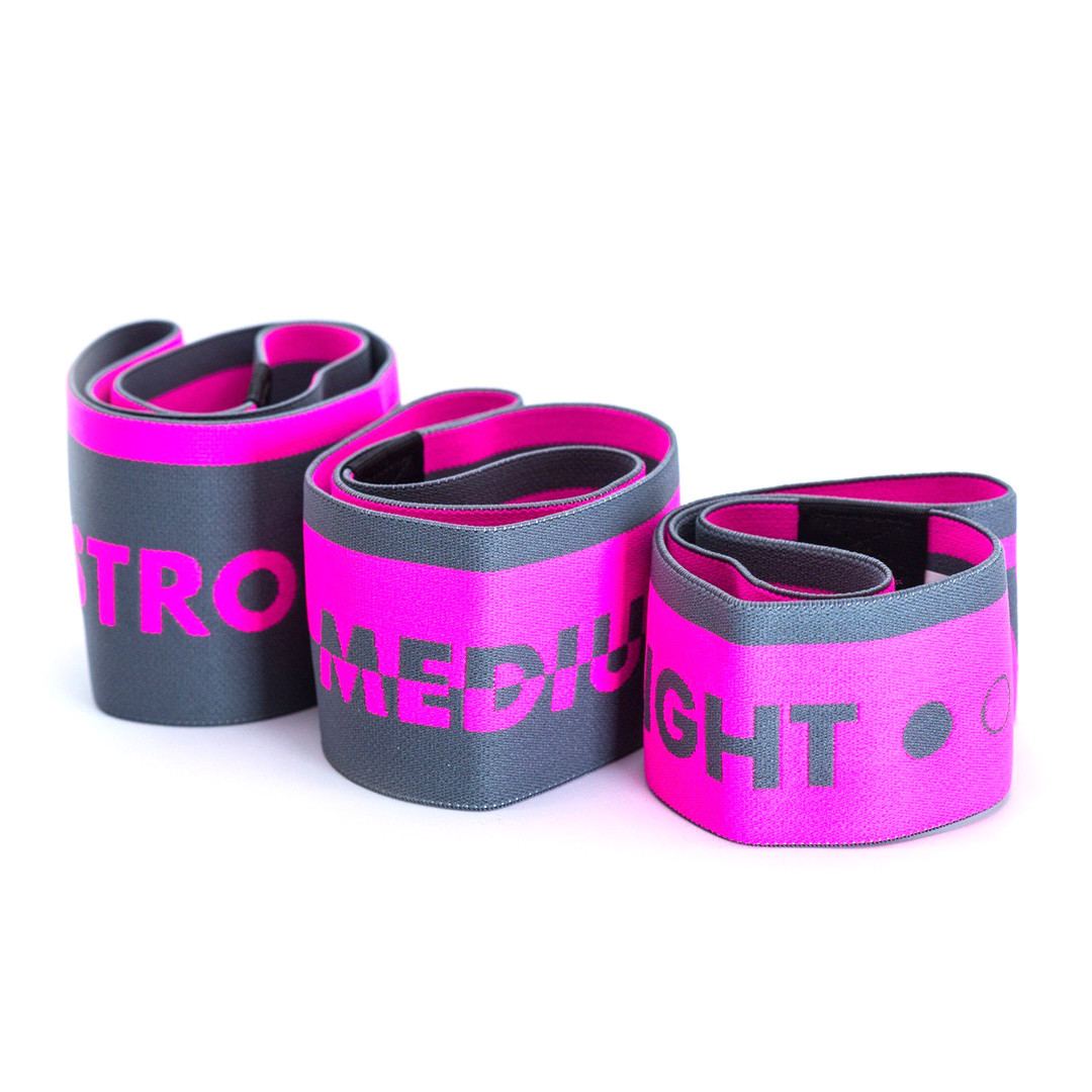 Набор тканевых резинок для фитнеса и спорта MadMax MFA-305 Hiploop set 3 pcs Grey Pink UL, код: 8216223 - фото 1 - id-p2177268601