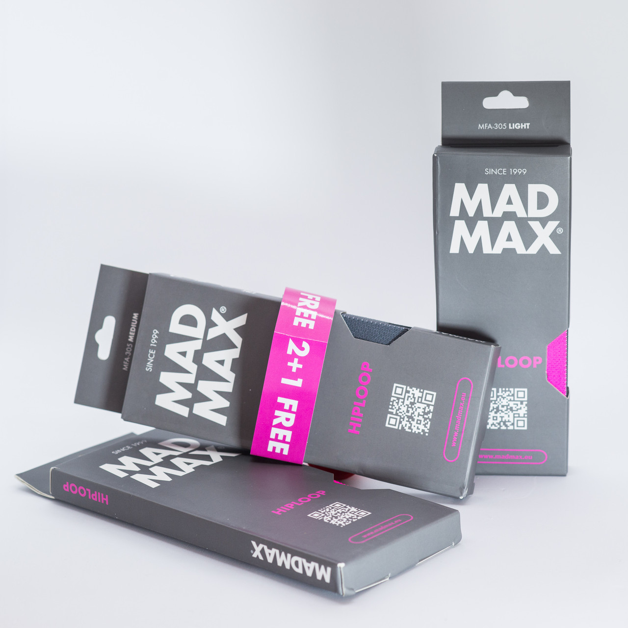 Набор тканевых резинок для фитнеса и спорта MadMax MFA-305 Hiploop set 3 pcs Grey Pink UL, код: 8216223 - фото 10 - id-p2177268601