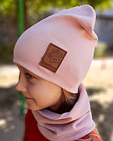 Детская шапка с хомутом КАНТА размер 52-56, пудра (OC-532) QT, код: 5550301