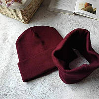 Комплект шапка с хомутом Luxyart унисекс размер подростковый бордо (OL-001) QT, код: 6670598
