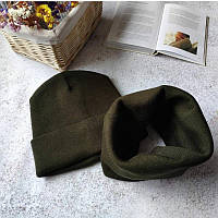 Комплект шапка с хомутом Luxyart унисекс размер подростковый зеленый (OL-016) QT, код: 6670613