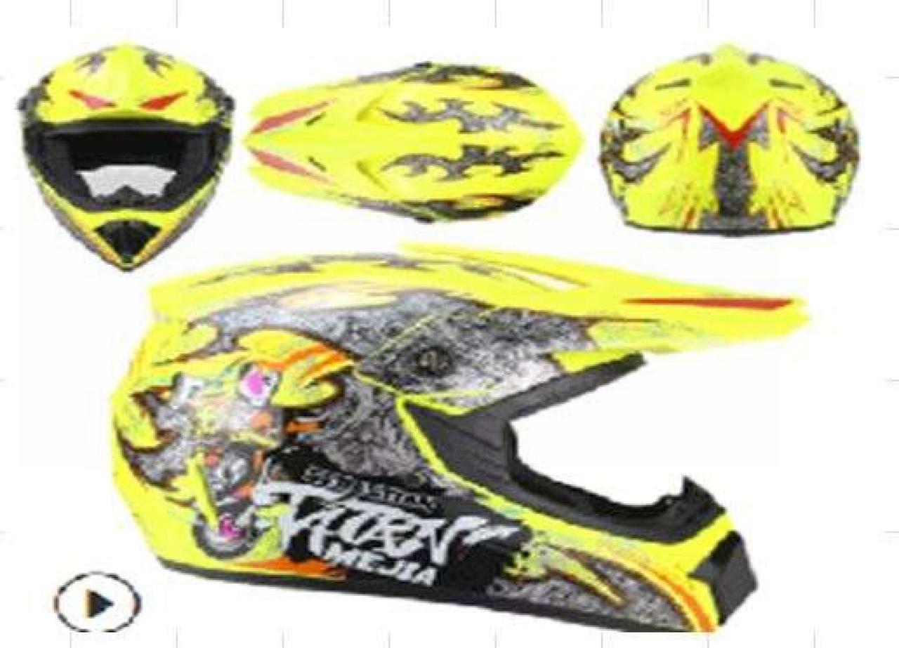 Шолом кросовий (mod:225) (size:XL, YELOW DRAGON)
