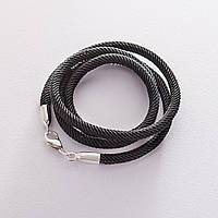 Шелковый шнурок с гладкой серебряной застежкой (4мм) 18421 Оникс 45 UL, код: 6734908