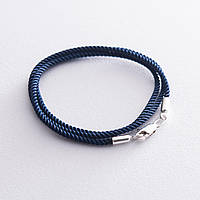 Шелковый синий шнурок с гладкой серебряной застежкой (2мм) 18496 Оникс 50 UL, код: 6736908