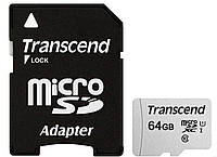 Карта памяти Transcend microSDXC 64GB UHS-I U1 (TS64GUSD300S-A) + SD адаптер (6412860) UP, код: 1859457