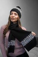 Комплект «Skier» (шапка и шарф) Braxton черный + белый 56-59 BM, код: 8140436