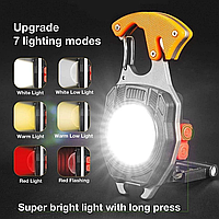 Многофункциональный LED фонарь-мультитул аккумуляторный 7 режимов на магните, карабин, прикуриватель, нож