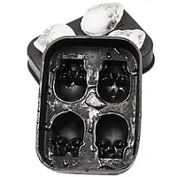 Силіконові форми для льоду Череп, Форма для льоду 3D Skull Black 4 черепа