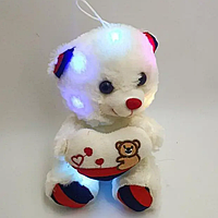 Іграшка ведмедик 25 см із серцем зі світловим та звуковим ефектом, що світиться ведмідь 25 см