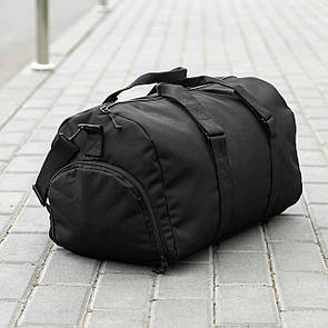 Дорожня спортивна сумка з відділом для взуття чорна тканинна для тренувань містка на 31 л ARON Black