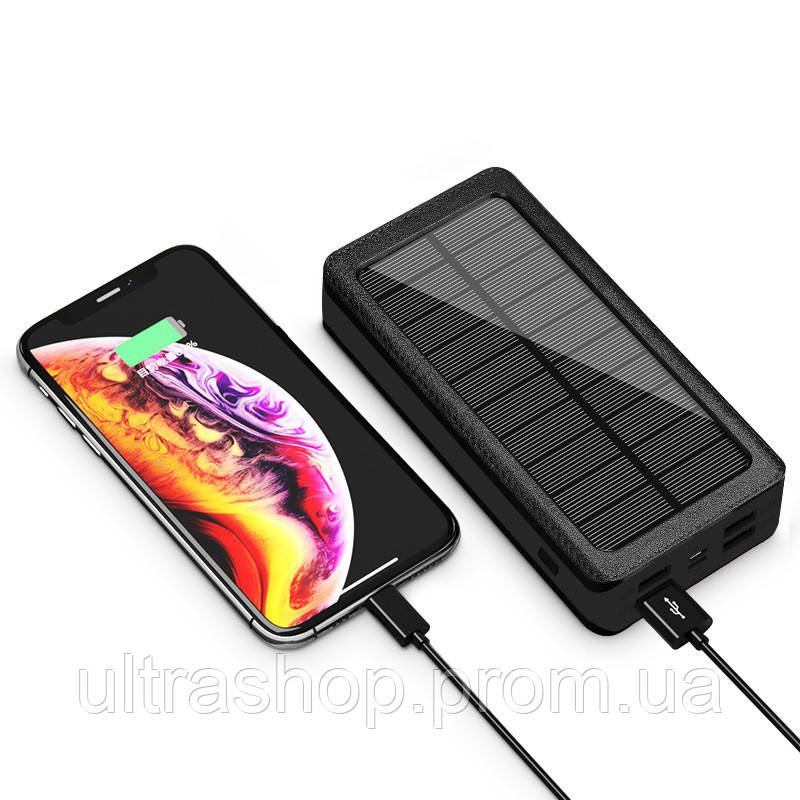 УМБ Solar 30000 mAh 22,5 Вт с беспроводной зарядкой солнечной панелью и фонариком Чёрный (PS- UL, код: 8380742 - фото 8 - id-p2177291709