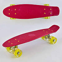 Скейт Пенни борд Best Board со светящимися PU колёсами Red-Yellow (74190) BM, код: 7413201