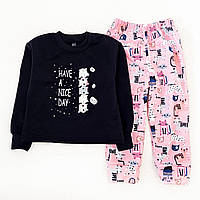 Пижама Dexters для девочек футер kittens 110 см розовый черный (131751369191) NX, код: 8336041