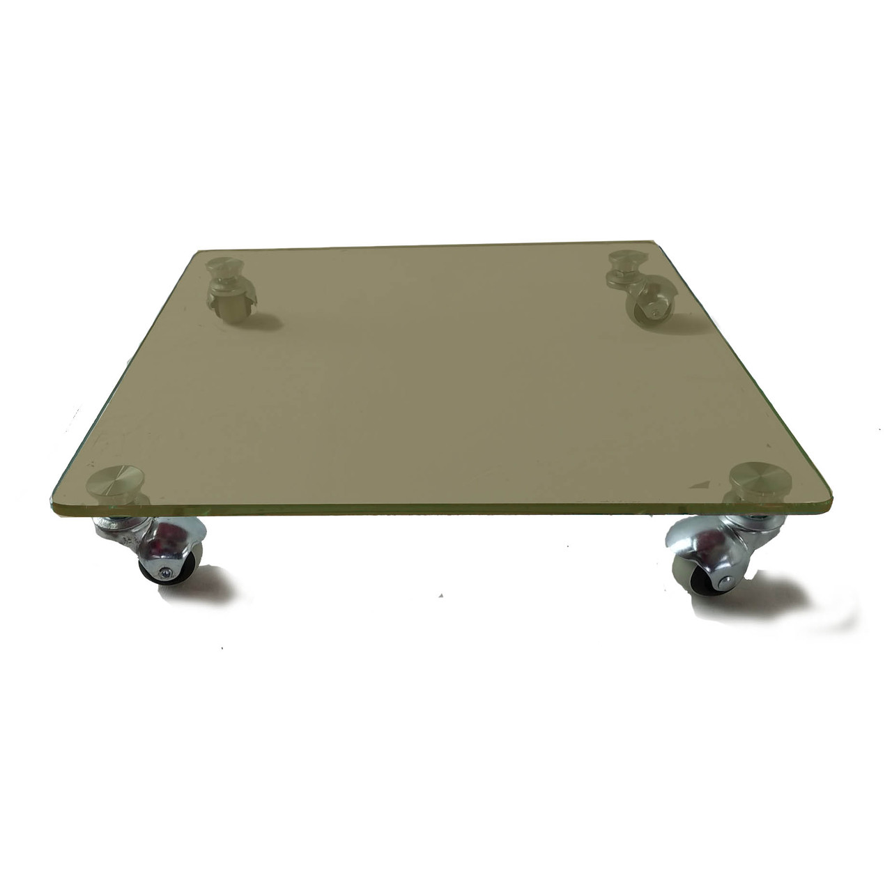 Підставка 400х400 мм для квітів скляна підлогова на роликах COMMUS Ultra VI Kv40 B8-10rez — коричнева, фото 1