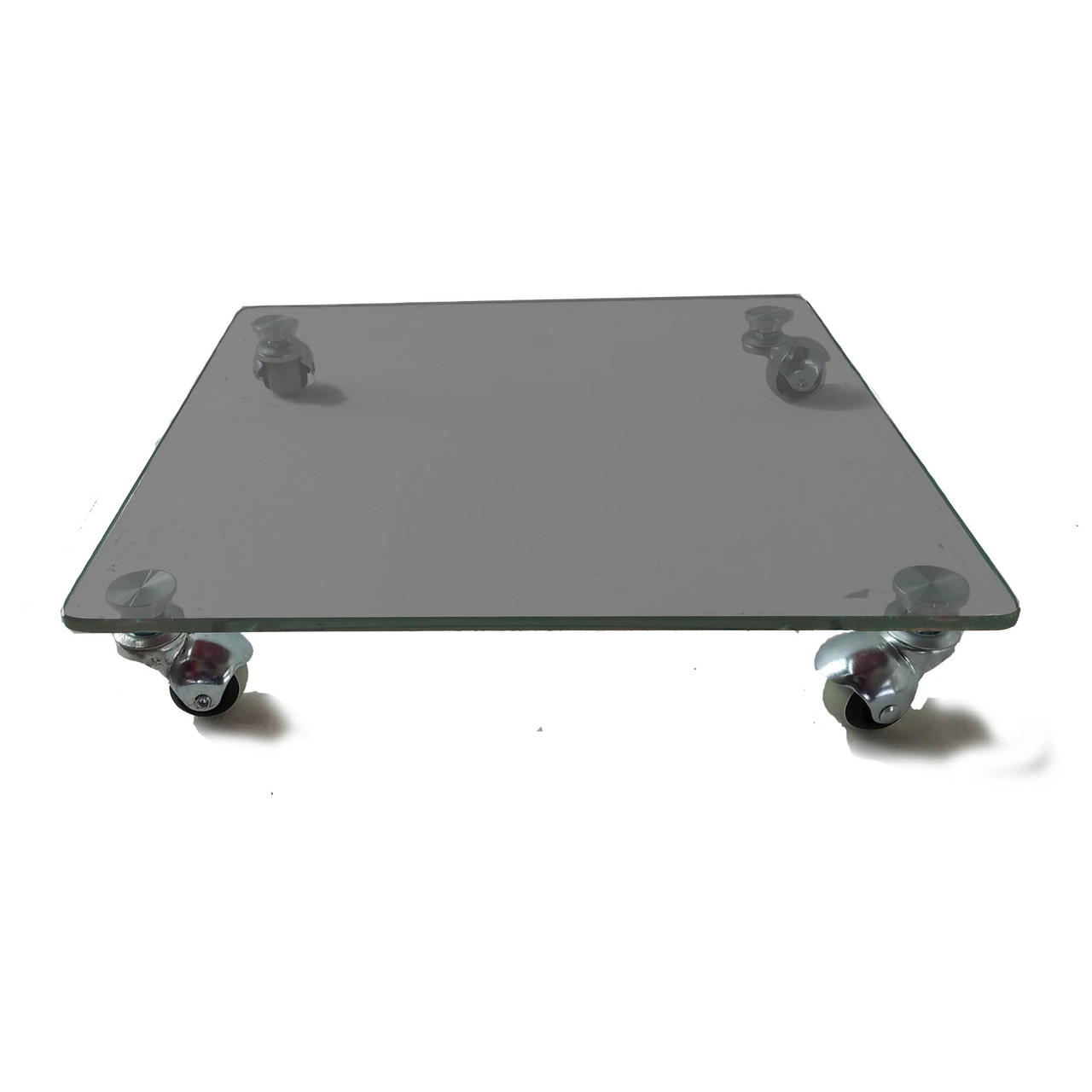Скляна підставка 400х400 мм під квіти скляна на коліщатках COMMUS Ultra VI Kv40 G8-10rez - сіра (Графіт), фото 1