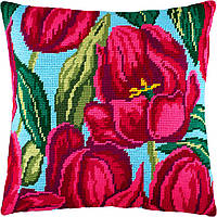 Набір для вишивання декоративної подушки Чарівниця Тюльпани 40×40 см V-12 UP, код: 7242968