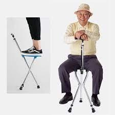 Складная трость-стул, палка-сиденье на 3-Х ножках для ходьбы пожилых людей. КОРИЧНЕВАЯ. - фото 2 - id-p2177334013