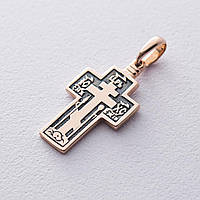 Золотой православный крестик Голгофский крест. Молитва Да воскреснет Бог п01785 Оникс BM, код: 6735947