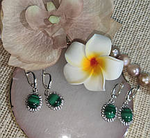 Элегантные серьги с  малахітом от студии LadyStyle.Biz