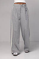Женские брюки с лампасами на завязке - светло-серый цвет, M (есть размеры) ep