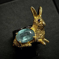 Кольцо серебряное женское с натуральным камнем кианитом