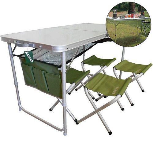 Стіл туристичний Складаний Ranger TA-21407 +4 Табурета +Тумба; 120х60х69см. Складаний стіл Рейнджер RA_1102., фото 1
