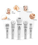 Епілятор жіночий акумуляторний DSP 70153 багатофункціональний 5 в 1 з насадками для гоління, пілінгу та масажу Білий, фото 3