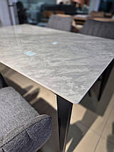 Стіл NORMAN CERAMIC 140*90 Muie White глянець/чорний каркас, фото 6