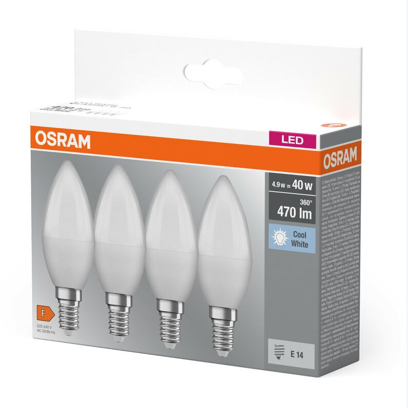 Osram Набір ламп 4шт LED E14 4.9Вт 4000К 470Лм B40