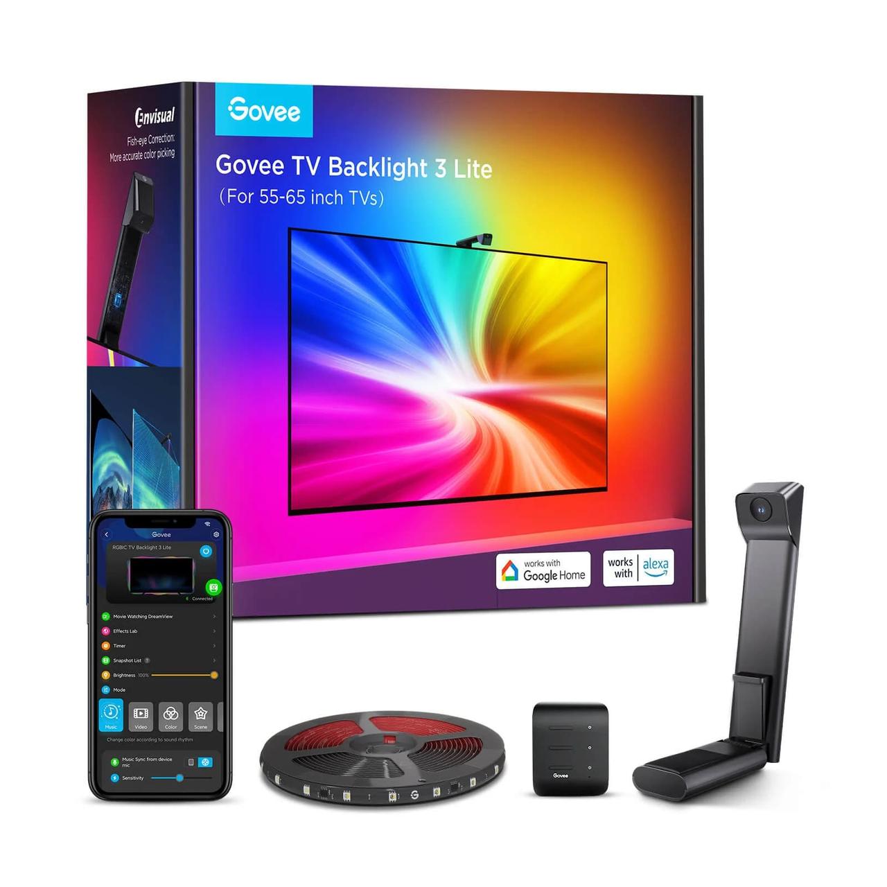 Govee Набір адаптивного підсвічування H6099 Backlight 3 Lite 55-65', RGBIC, WI-FI/Bluetooth, чорний
