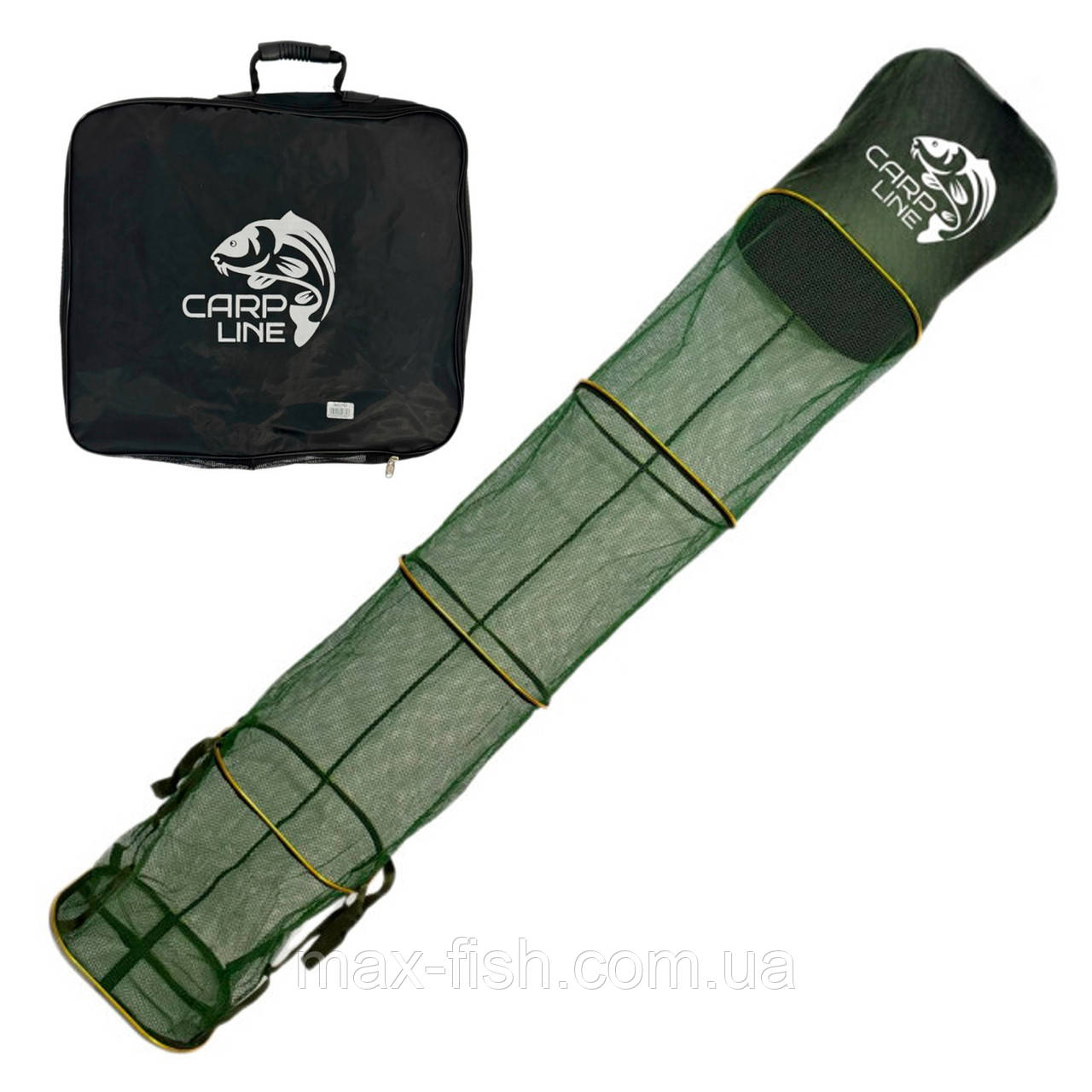 Садок для риболовлі Carp Line Green Зелений 2,0 м гумова сітка алюмінієві кільця, фото 1