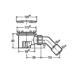 Сифон для душ кабіни Tempoplex VIEGA 110х40/50 пластик. хром 364786, фото 3