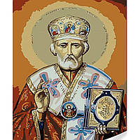 Картина по номерам Strateg ПРЕМИУМ Икона Святого Николая с лаком и размером 30х40 см (SS1119)