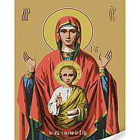 Картина по номерам Strateg ПРЕМИУМ Икона Знамение Божией Матери с лаком и размером 30х40 см (SS1137)