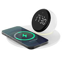 БЗУ WIWU Wi-W017 15W Wireless Charger+Digital Alarm+Bluetooth Speaker feb