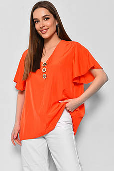 Блуза жіноча напівбатальна з коротким рукавом  помаранчевого кольору 176201M