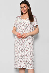 Нічна сорочка жіноча батальна білого кольору з квітковим принтом 169118P