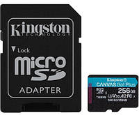Карта памяти Kingston microSDXC 256GB Canvas Go+ U3 V30 (SDCG3 256GB) + Адаптер (6552771) GG, код: 1859829