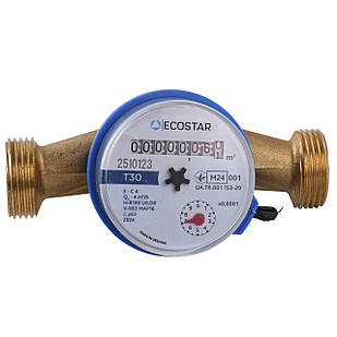 Лічильник холодної води ECOSTAR DN20 3/4″   БЕЗ ШТУЦЕРА   L110 E-C 4,0
