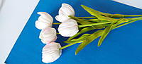 Букет латексных тюльпанов 5 шт белый+светло-розовый
