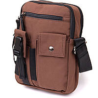 Универсальная текстильная мужская сумка на два отделения Vintage 20661 Коричневая GG, код: 6681303