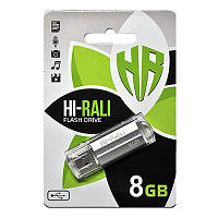 Флеш-накопитель USB 8GB Hi-Rali Corsair Series Silver (HI-8GBCORSL) XN, код: 1901255