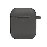 Чехол с карабином Silicone Case Airpods 1 Airpods 2 Dark grey GG, код: 8322236